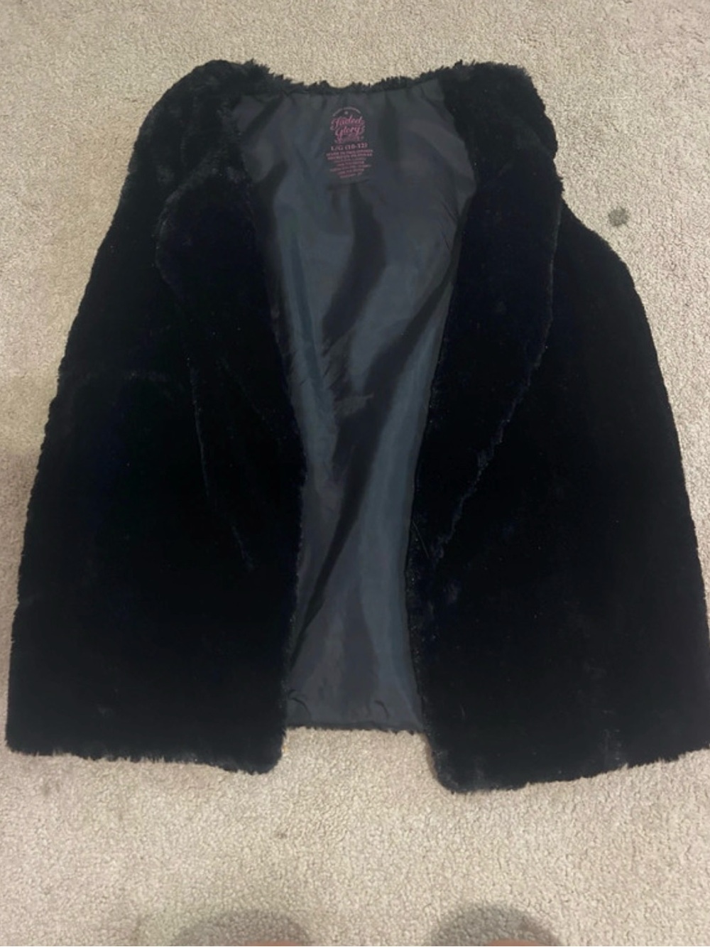 Faded Glory Black Faux Fur Kids Vest